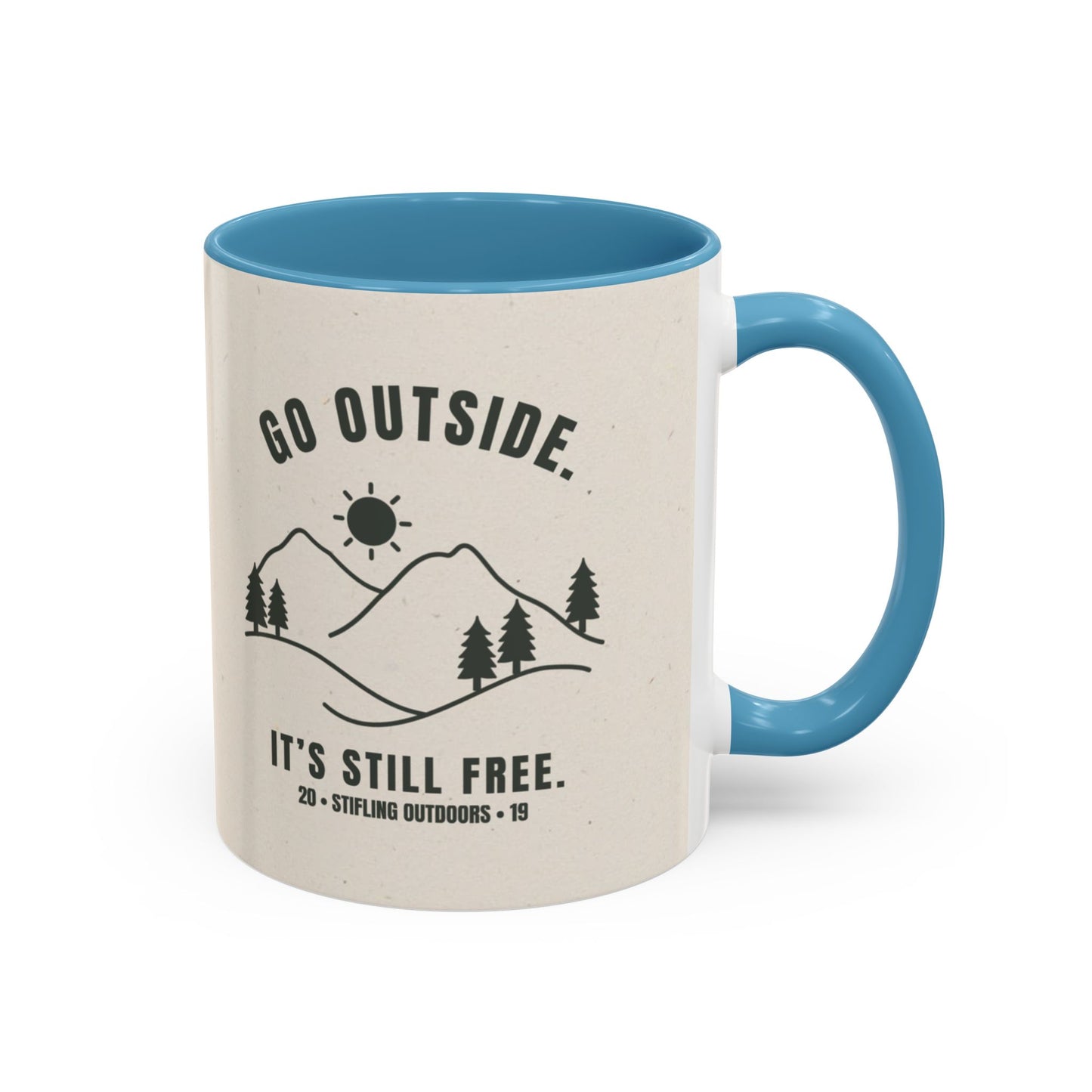 Mug- 'Go Outside. It's Still Free.' Mountain Silhouette Design