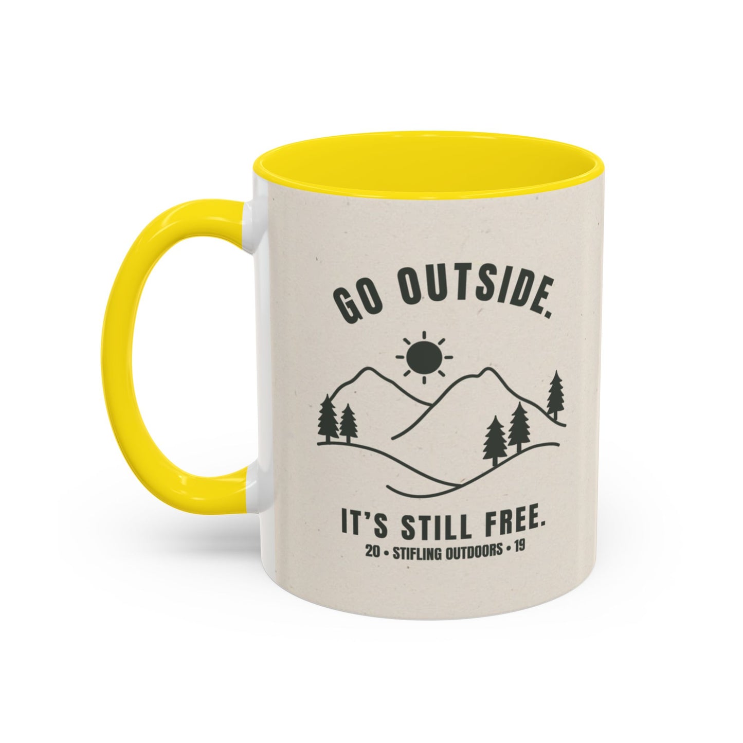 Mug- 'Go Outside. It's Still Free.' Mountain Silhouette Design