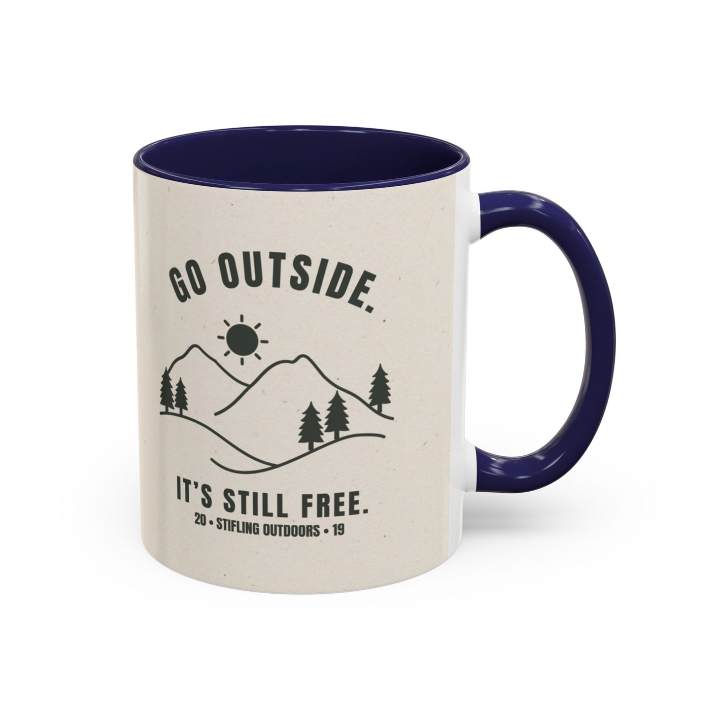 Mug- 'Go Outside. It's Still Free.' Mountain Silhouette Design