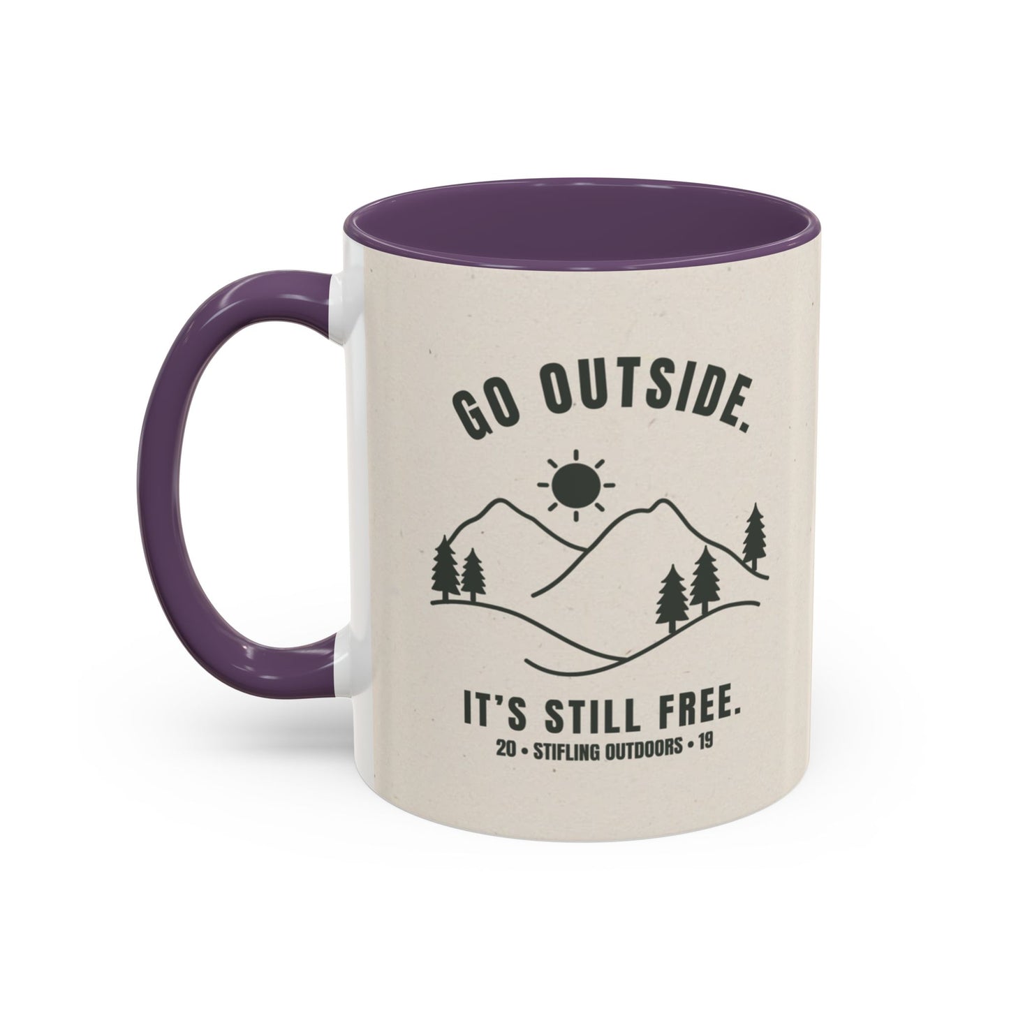 Mug- 'Go Outside. It's Still Free.' Mountain Silhouette Design