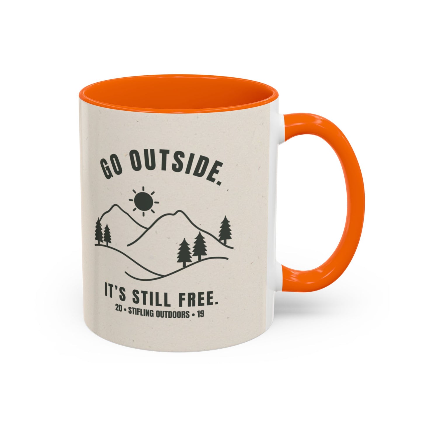Mug- 'Go Outside. It's Still Free.' Mountain Silhouette Design