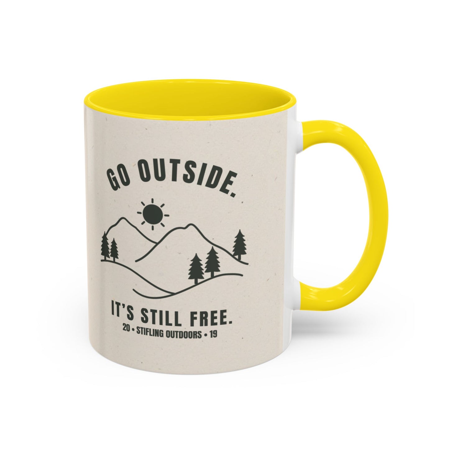 Mug- 'Go Outside. It's Still Free.' Mountain Silhouette Design