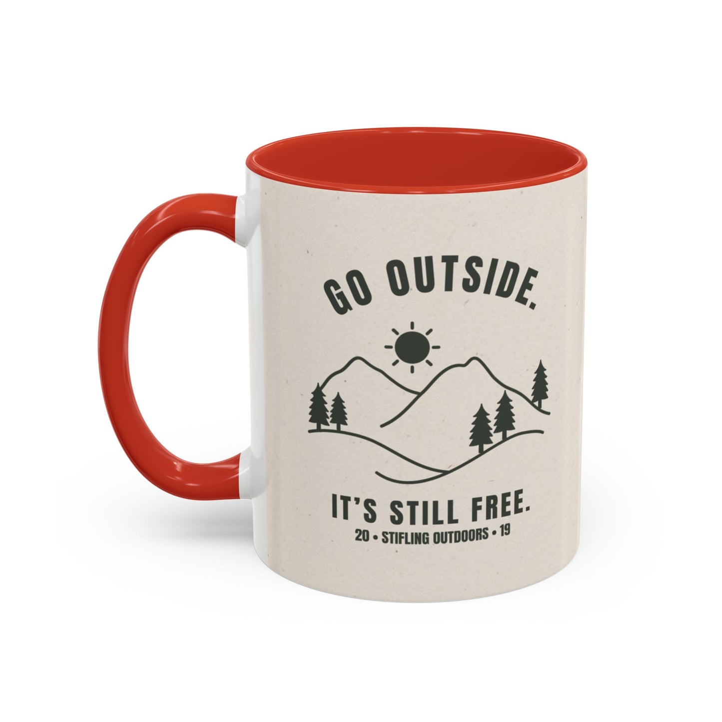 Mug- 'Go Outside. It's Still Free.' Mountain Silhouette Design