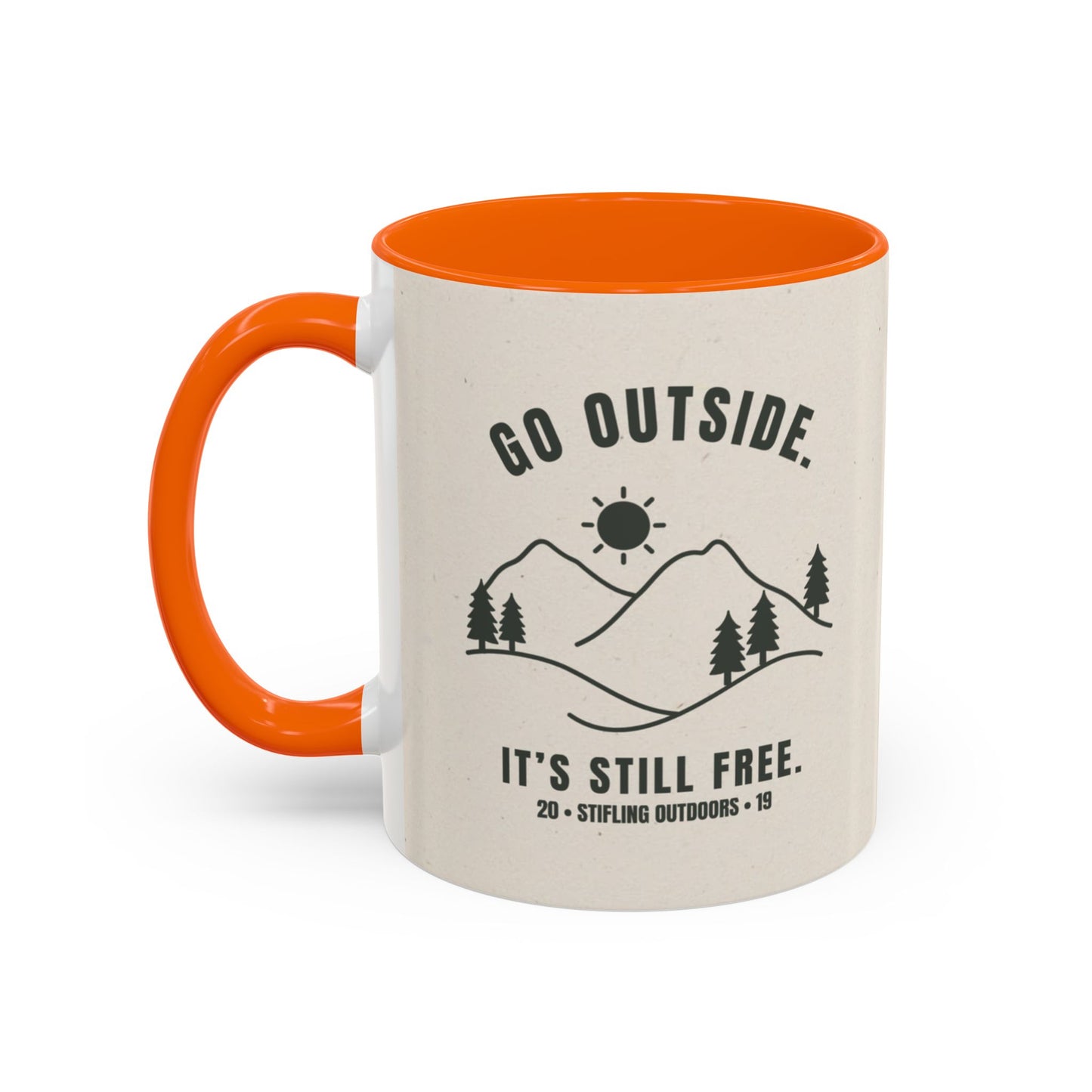 Mug- 'Go Outside. It's Still Free.' Mountain Silhouette Design