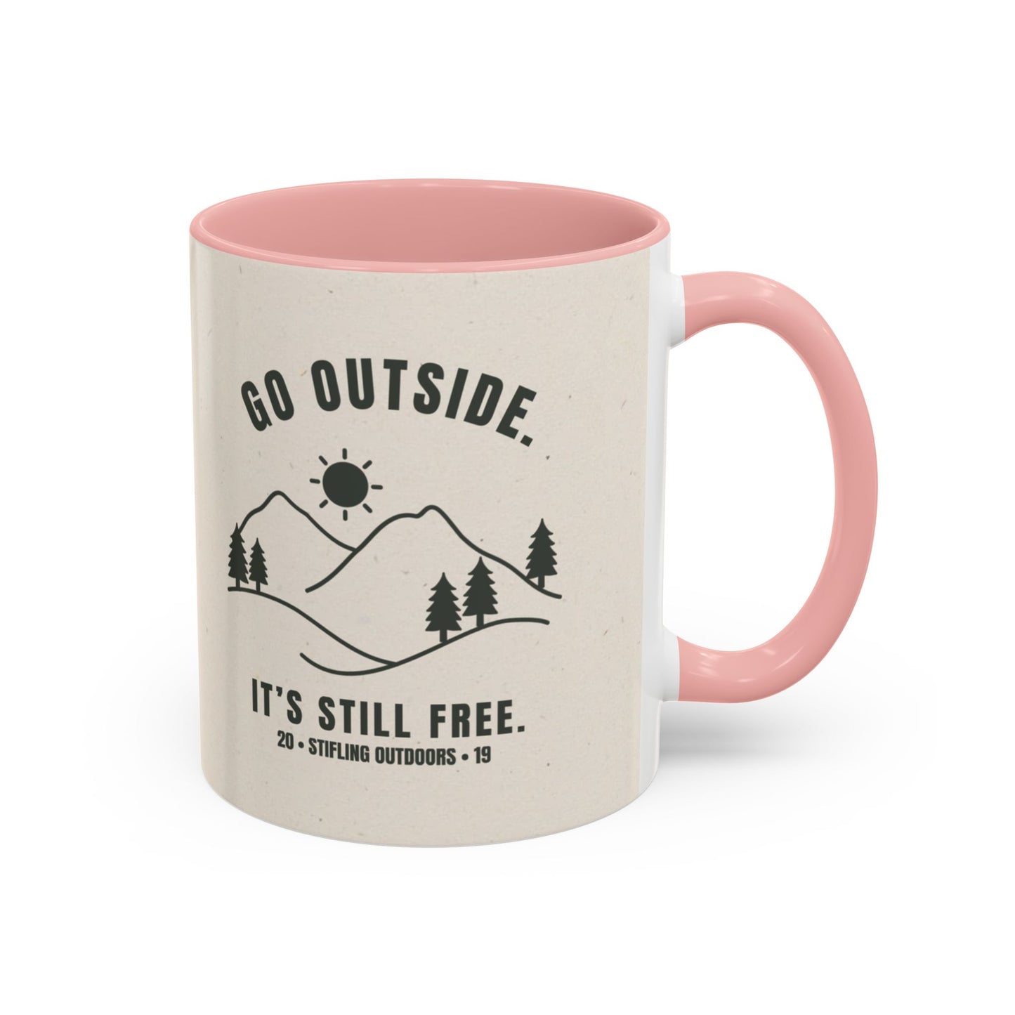 Mug- 'Go Outside. It's Still Free.' Mountain Silhouette Design