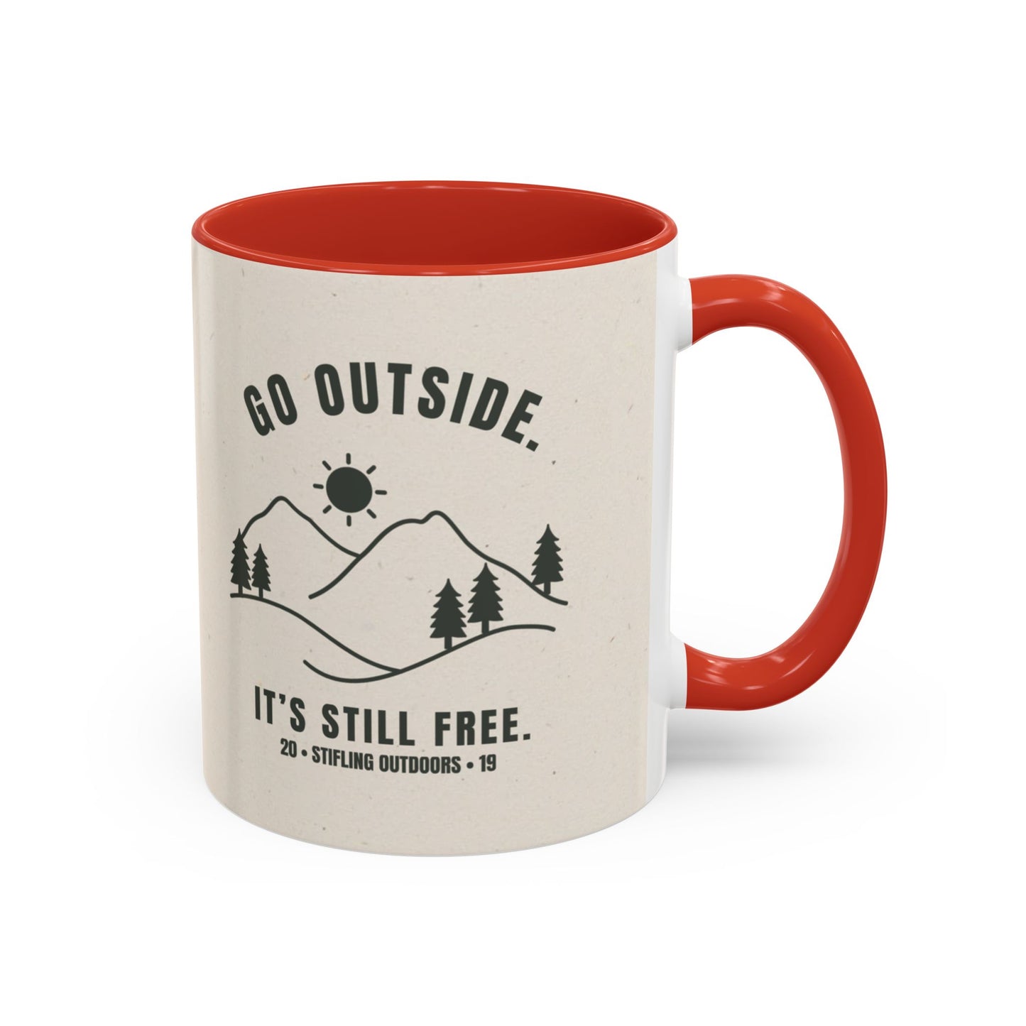Mug- 'Go Outside. It's Still Free.' Mountain Silhouette Design