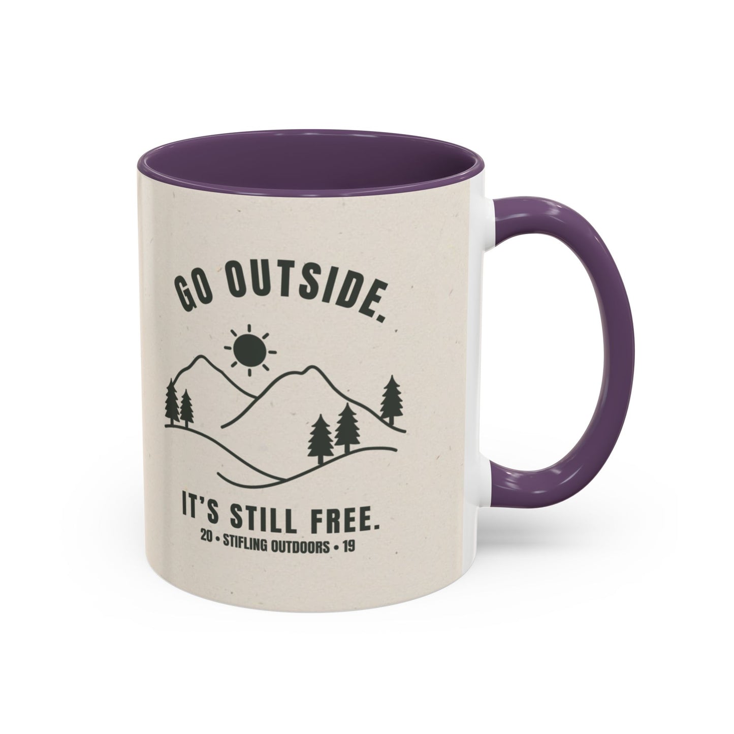 Mug- 'Go Outside. It's Still Free.' Mountain Silhouette Design