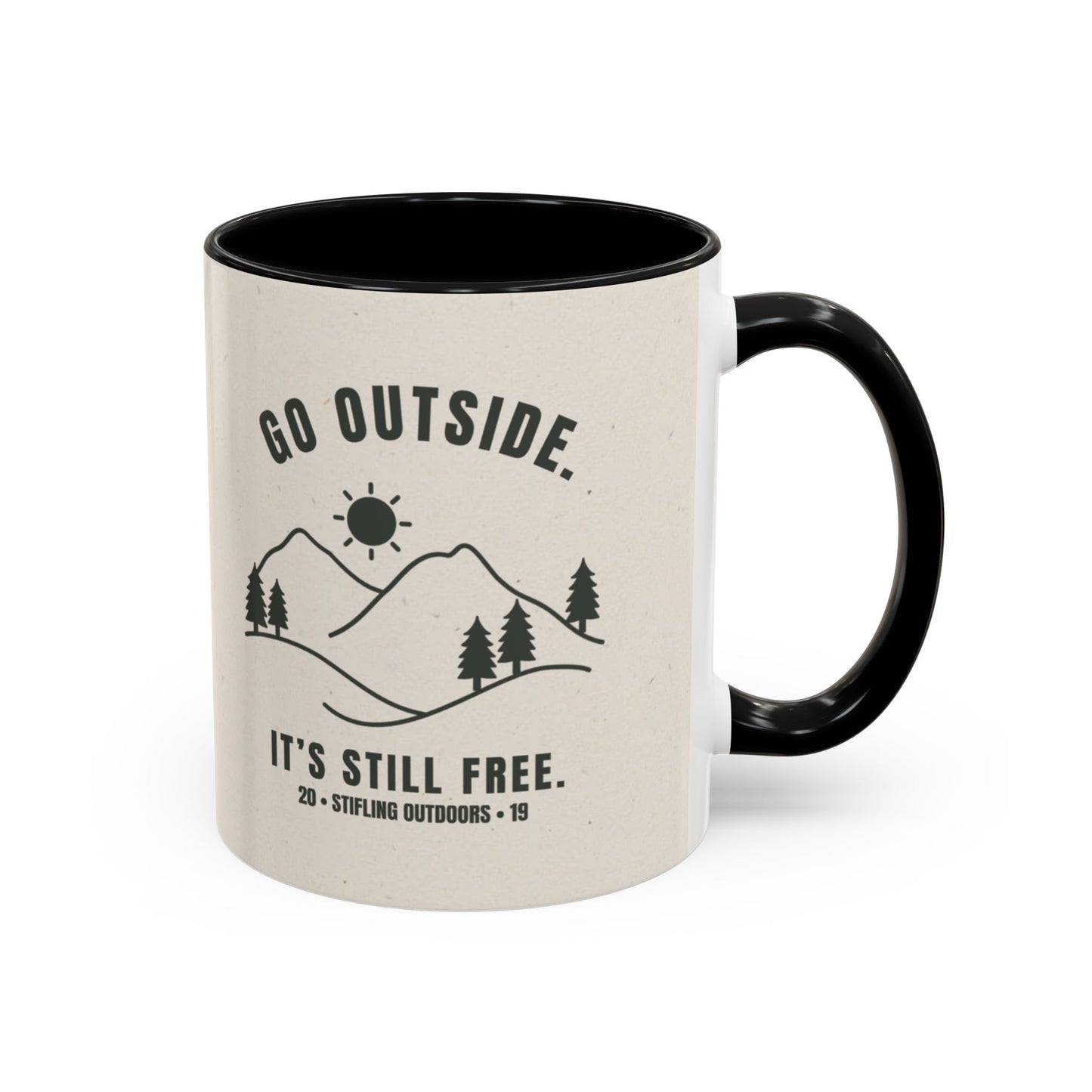 Mug- 'Go Outside. It's Still Free.' Mountain Silhouette Design
