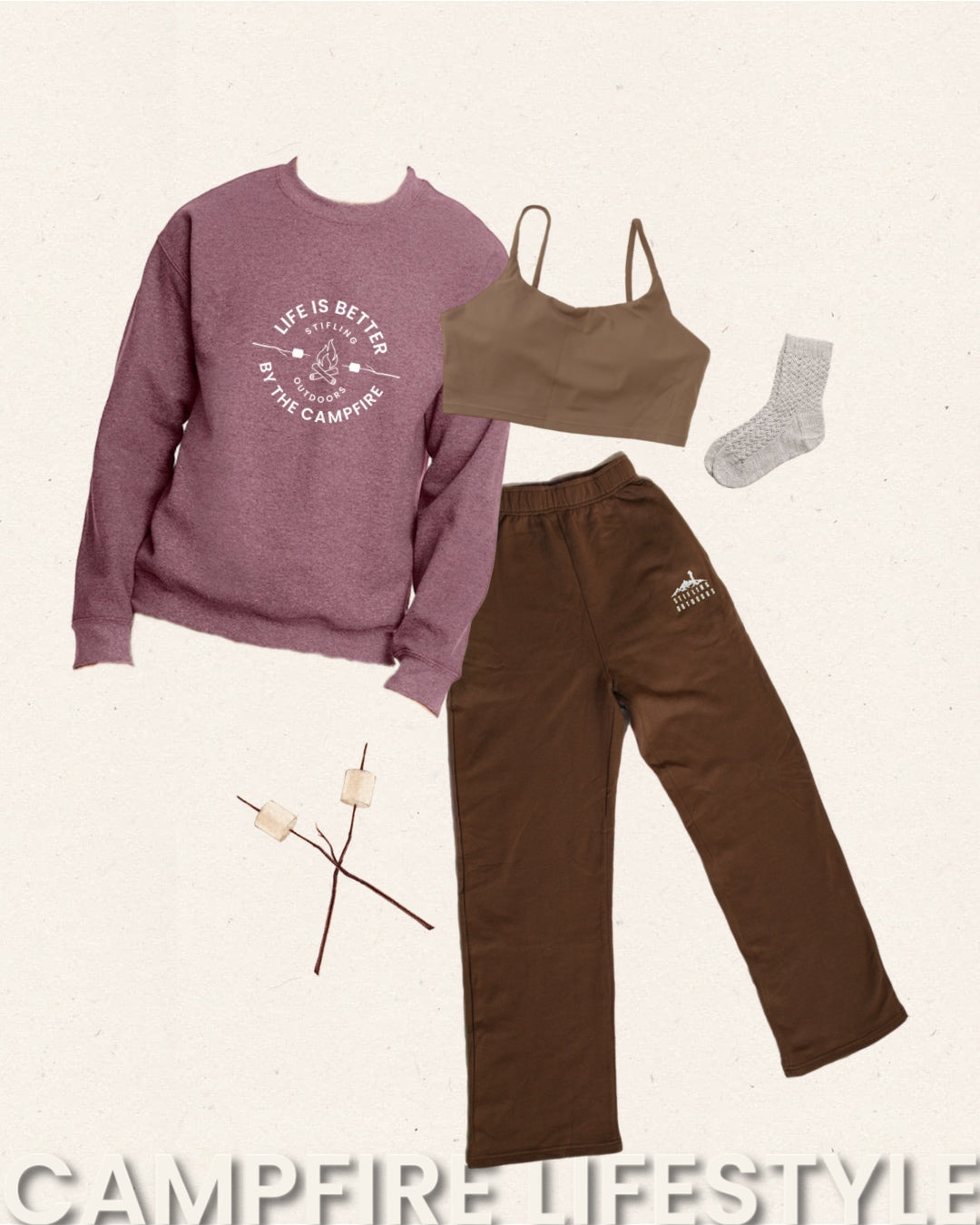 Women's High-Waisted Brown Sweatpants