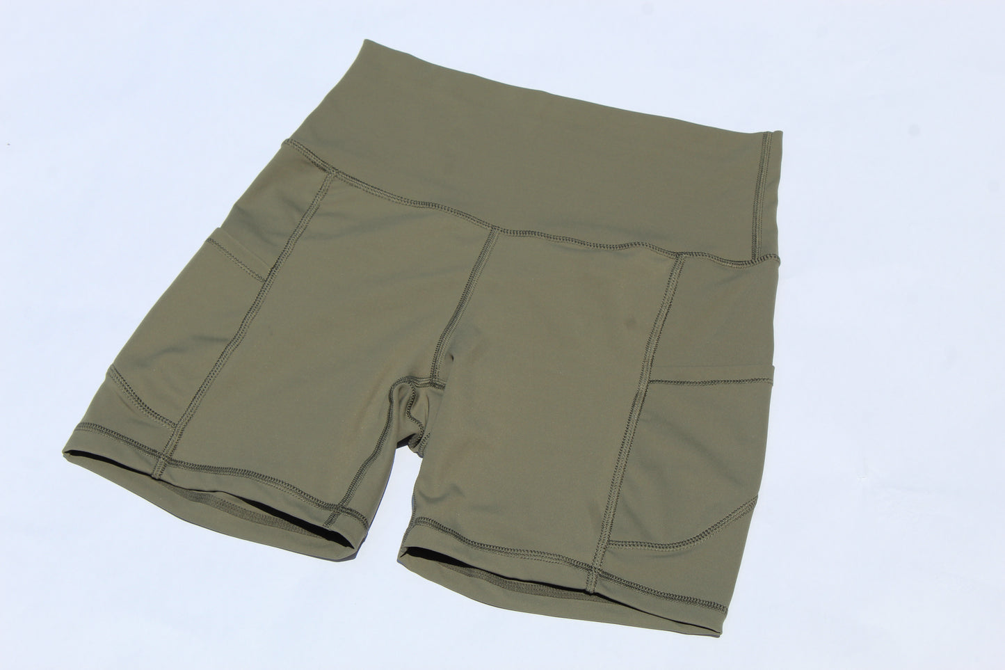 Womens Biker Shorts in Olive Grey