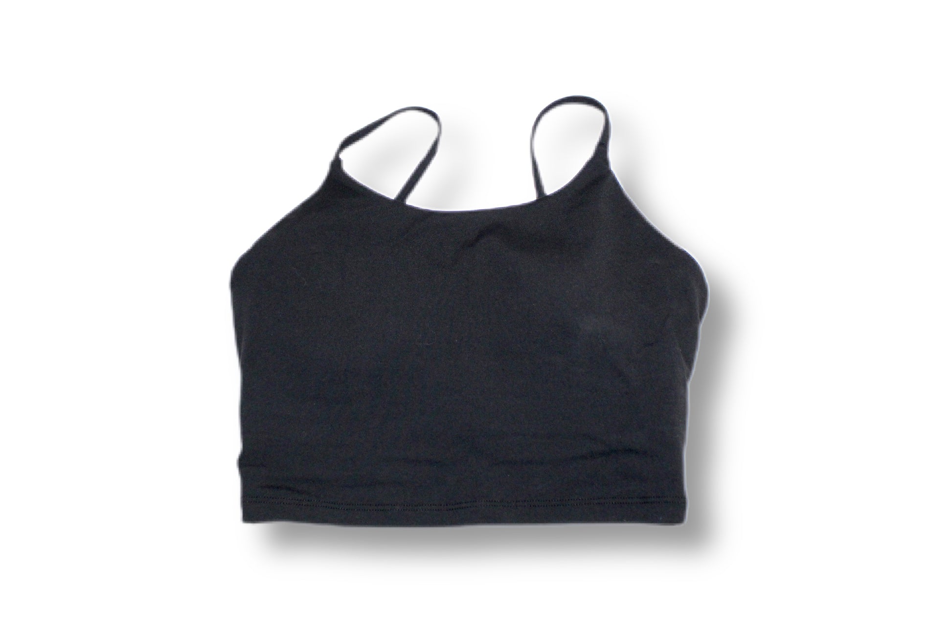 Plain black spaghetti strap crop top with built in bra. Perfect for hiking outfits, camping outfits, and all things travel.