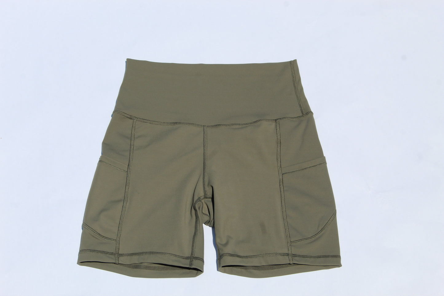 Womens Biker Shorts in Olive Grey