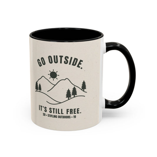Mug- 'Go Outside. It's Still Free.' Mountain Silhouette Design